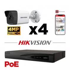 Kit vidéosurveillance 4 caméras Hikvision 4MP H265+ vision de nuit 30 mètres EXIR 2.0