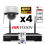 Kit vidéosurveillance Hikvision sans fil WIFI 4 caméras dôme 4MP H265