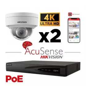 Kit vidéosurveillance AcuSense 2 caméras 4K H265+ vision de nuit IR 30 mètres