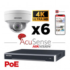 Kit vidéosurveillance 6 caméras anti-vandalisme Hikvision 4K IA AcuSense H265+ vision de nuit 30 mètres EXIR 2.0