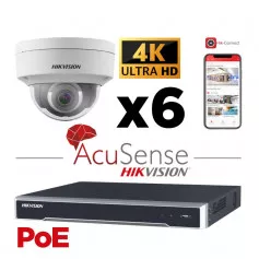 Kit vidéosurveillance 6 caméras 4K AcuSense H265+ EasyIP 4.0 vision de nuit 30 mètres