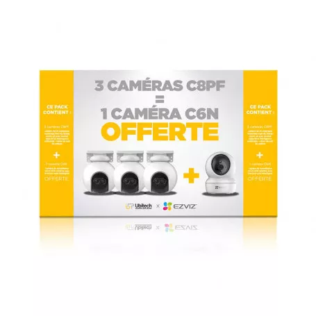 Pack de 3 caméras EZVIZ C8PF + 1 C6N offerte