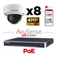 Kit vidéosurveillance 8 caméras anti-vandalisme Hikvision 4MP H265+ IA AcuSense vision de nuit 30 mètres EXIR 2.0