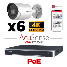 Kit vidéosurveillance 6 caméras Hikvision 4K H265+ intelligence artificielle AcuSense vision de nuit 40 mètres