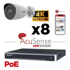 Kit vidéosurveillance Hikvision 8 caméras 4K H265+ avec IA et micro et hautparleur vision de nuit 40m EXIR 2.0