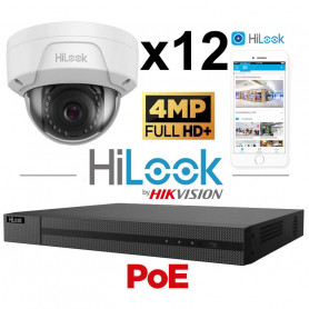 Kit vidéosurveillance PoE 12 caméras 4MP H265+ vision de nuit 30 mètres EXIR 2.0