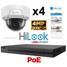 Kit vidéosurveillance 4 caméras HiLook antivandale 4MP H265+ vision de nuit 30 mètres EXIR 2.0