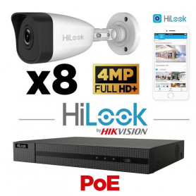 Kit vidéosurveillance 8 caméras HiLook 4MP H265+ vision de nuit 30 mètres EXIR 2.0